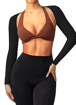 Coloquin Women Bolero Shrug Long Sleeve Open Front Workout